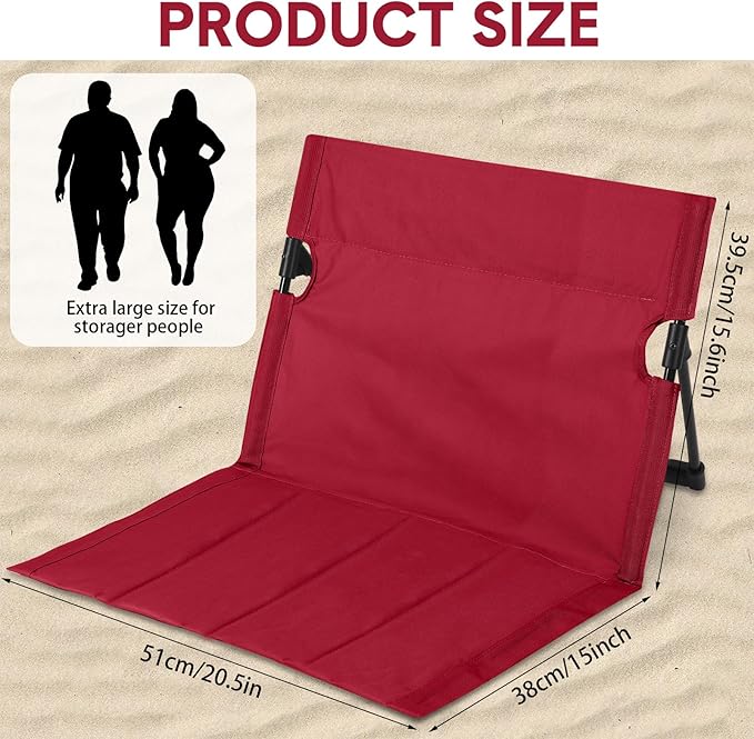 Jetec Foldable Floor Backrest Chair Portable Camping Chair with Storage Bag Light Weight Lazy Seat for Indoor Outdoor Bed Ground Park Lawn Concerts Beach Hiking