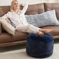 WSOFRLAC Boho Ottoman Living Room Furniture 20"x15" Round Ottomans Pouf Couch Foot Rest Navy Pouf Ottoman Foot Rest with Foam Chunk Filling Pouffe Ottomans Stuffed Foot Rests Poufs for Couch