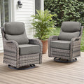 Rilyson Outdoor Swivel Rocker Chairs - All Weather Resistant Wicker Patio Furniture Set of 2 with High Back and 6 inch Thick Cushions for Deck Porch Yard and Poolside, Mixed Grey/Grey