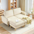 Vesgantti 68" Loveseat Sofa with Movable Ottoman, Comfy Corduroy Couch with Spring Cushion, Sofa Couch with Solid Wood, Modern Office Sofa with Deep Seat for Living Room and Bedroom, Beige