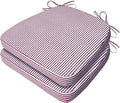 AAAAAcessories D-Shaped Chair Cushions, 2" Thick Dining Chair Pads with Ties and Removable, Machine-Washable Cover, 17" x 16", Set of 2, Pinstripe Red