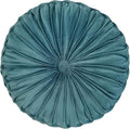 Teieas Round Throw Pillow Velvet Home Decoration Pleated Round Pillow Cushion for Couch Chair Bed Car Lake Blue