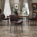 YaFiti Dining Chairs Set of 4, Dining Room and Kitchen Chairs, Mid Century Modern Accent Chair, Upholstered PU Leather Chairs for Vanity with Walnut Bentwood and Metal Legs, Brown
