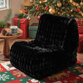 Bean Bag Chair for Adults, Giant Beanbag Lounger with Plush Faux Fur, Comfy Memory Foam Chair Floor Lazy Chair for Living Room Bedroom Dorm Apartment Reading Nook，Black