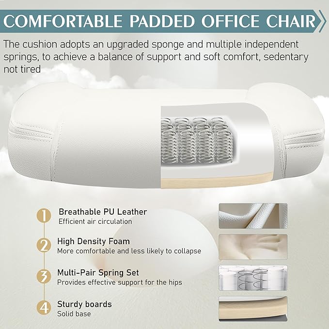 Leather Office Chair, PU Home Computer Desk Chairs with Ergonomic Back Support, 360°Swivel Free,Small Gaming Chair with Wheels and Adjustable Armrests, for Short People Use