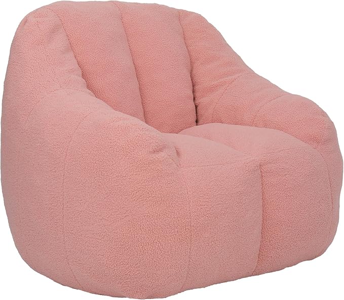 Setawix Bean Bag Chair with Filler, Comfy Teddy Bean Bag Chairs for Adults and Kids, Cozy BeanBag Sofa Fully Floor Couch with Memory Foam for Living Room Bedroom,Pink