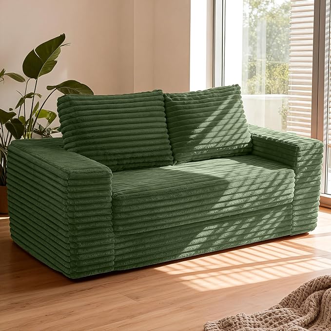 HABUTWAY Convertible Folding Sofa Bed Couch,3 in 1 Pull Out Couch Bed,Loveseat Sleeper Sofa Bed,Boneless Couches with Pillows for Living Room Bedroom, Green