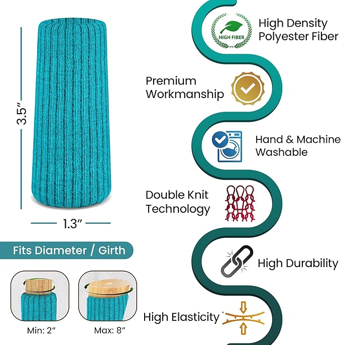 16 Pcs Aqua Green Premium Chair Leg Socks Protectors for Hardwood Floors - Do not Easily Fall Off - Very Easy to Put on - Fits All Leg Shapes - High Elastic Bar Stool Leg Covers - Furniture Pads
