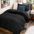 Bare Home Bed-in-A-Bag 5 Piece Comforter & Sheet Set - Twin - Goose Down Alternative - Ultra-Soft 1800 Premium Bed Set (Twin, Black/Grey)