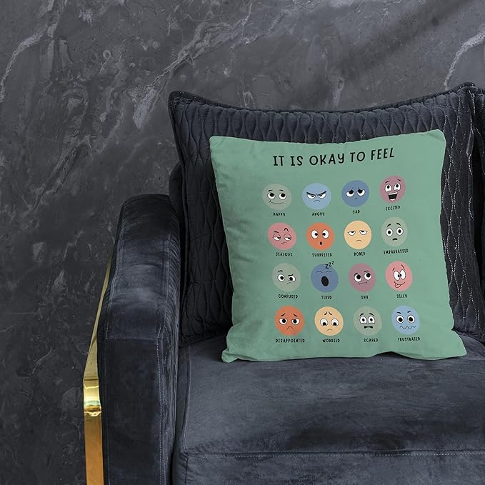 Nogrit Counseling Office Must Haves Throw Pillow Cover, Calming Corner, Mental Health Pillowcase Decor for Home Kids,Mental Health Counselor Gifts, Calming Corner Pillow Covers 20x20 Olive Green