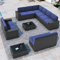 LayinSun 12 Pieces Patio Furniture Set, Black Rattan Modular Sectional Outdoor Conversation Sofa Set