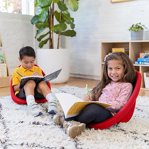 ECR4Kids Leaf Floor Seat, Rocker Chair, Red, 6-Piece