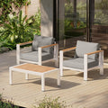 Oasbira Aluminum Outdoor Sofa Bistro Set, 3 Piece Outdoor Patio Furniture Set with Washable Thick Cushion, Patio Sectional Furniture Set for Porch, Balcony, Deck, Yard, White