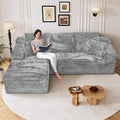108" Boneless Cloud Sectional Couches for Living Room, Comfy Fluffy L Shaped Memory Foam Deep Seat Boneless Couch, Modular Sectional Sofa with Left Facing Chaise, Grey