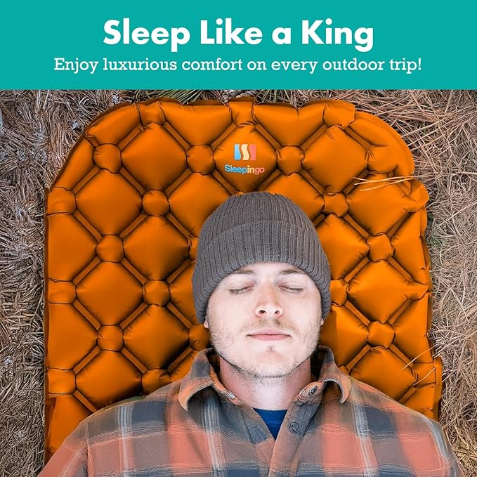 Sleepingo Ultralight Sleeping Mat - Inflatable & Compact Camping Air Mattress for Backpacking, Hiking- New