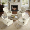 Nalupatio Modern Accent Chairs for Set of 4 Upholstered Velvet Fabric Reading Chair Mid Century Arm Chair Comfy Armchair for Living Room,Beige