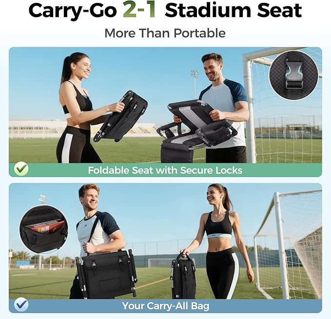 ALPHA CAMP Stadium Seat Chair for Bleachers with Back & Arm Rest