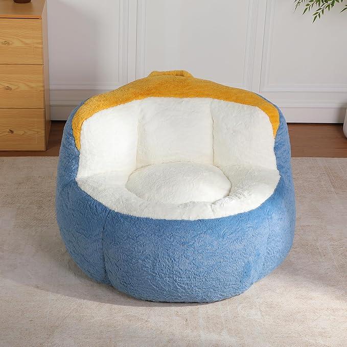 KEIKI Oversized Bean Bag Chairs, Bean Bag Couch for Adults and Kids, Large Reading Chair, Multicolor Faux Fur Floor Sofa for Reading, Playing or Relaxing