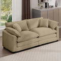 Aoowow Corduroy Loveseat Couch,Modern 2 Seater Cloud Couches for Living Room,Modular Sectional Cloud Sofas with Deep Seat,Large Love Seat for Small Spaces,Apartment,Office. (Tan, 2 Seater)