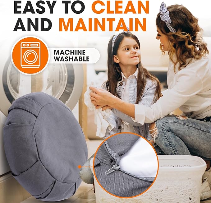 Cheer Collection Meditation Cushion - Ergonomic Floor Pillow for Meditation, Yoga Pillow with Buckwheat Filling, Yoga Cushion for Sitting on Floor, Meditation Seat, Comfort & Posture Support