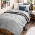 Bare Home Bed-in-A-Bag 5 Piece Comforter & Sheet Set - Twin XL - Goose Down Alternative - Ultra-Soft 1800 Premium Bed Set (Twin XL, Light Grey/Grey)