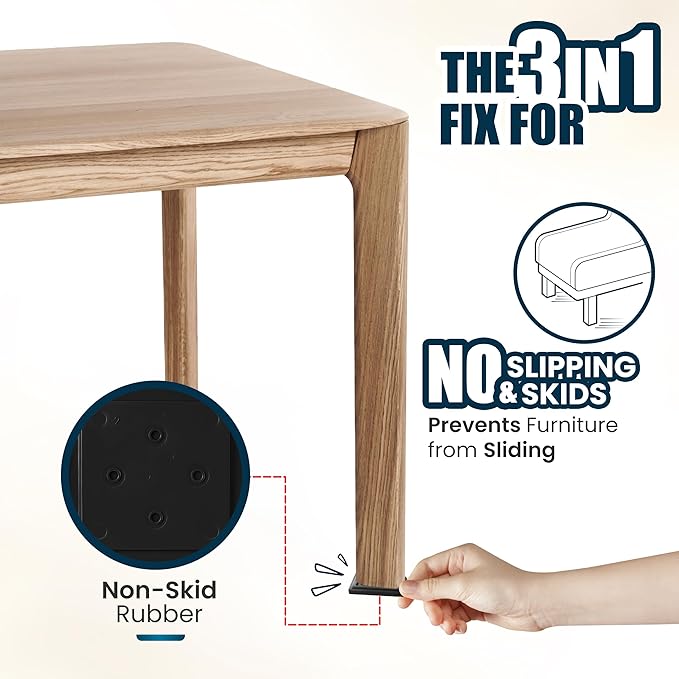Stable the Table-6 Pack-Black Round, Furniture Leveler & Riser, Anti-Slip Sofa Gripper for Hardwood Floors, Floor Protector, Stacking Furniture Pad, Bed, Desk, Couch, Table Stabilizer, Made in USA