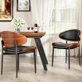 YaFiti Dining Chairs Set of 2, Dining Room and Kitchen Chairs, Mid Century Modern Retro Chair, Upholstered PU Leather Chairs for Vanity with Walnut Bentwood and Metal Legs (Black)