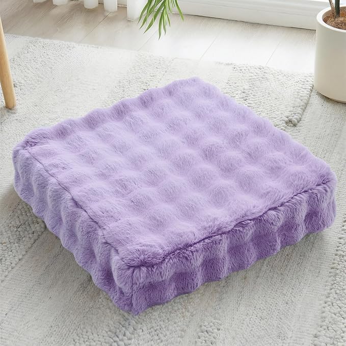 JKMAX 22 inches Floor Pillow for Adults - Large Meditation Cushion with Thick Foam & Soft Tufted Cover - Premium Outdoor Square Floor Cushion Seat - Yoga Pillows for Sitting On Floor - Light Purple