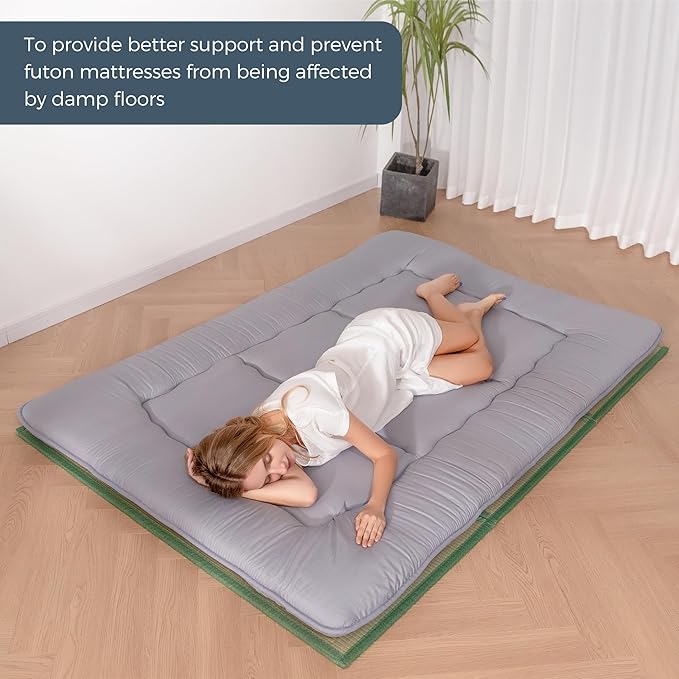 MAXYOYO Japanese Tatami Mat 100% Rush Grass Portable Folding Mat Futon Mattress Firm Traditional Floor Bed 79"x54"x0.47"