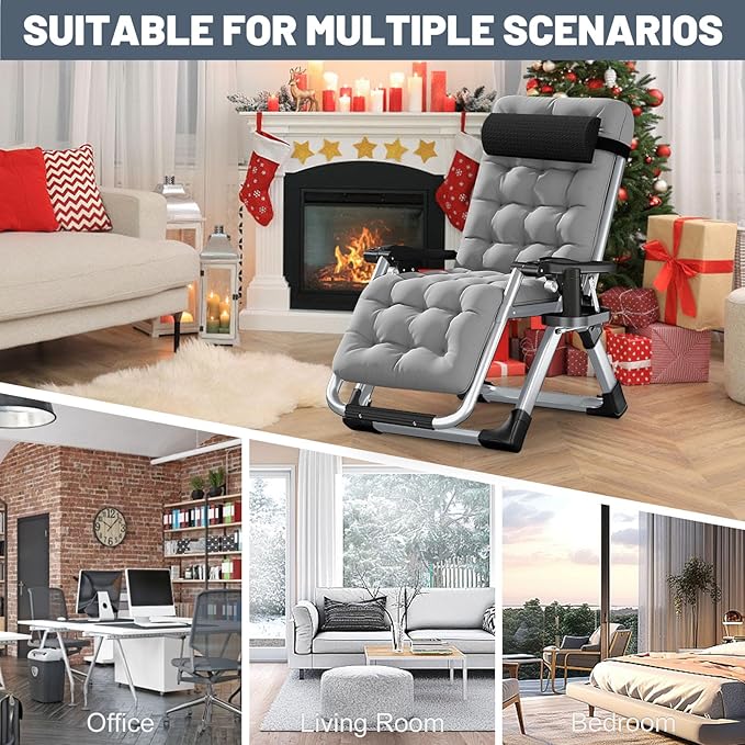 LILYPELLE Comfy Folding Chair, Folding Lounge Chair for Bedroom and Living Room, Folding Reclining Patio Chairs with Removable Cushion for Indoor Outdoor