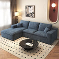 107'' L-Shaped Modern Modular Sectional Cloud Couch, 4-Seat Chenille Deep-Seat Sofa with Pillow for Living Room, Bedroom, Apartment, Ocean Blue