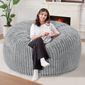 Homguava 4 FT Bean Bag Chair,4' Big Bean Bag,Large Bean Bag Chairs for Adults with Memory Foam Filled,Comfy Beanbag Chairs Soft Bean Bag Sofa with Dutch Corded Plush Cover-Light Grey