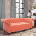 QHITTY Accent Sofa, Chesterfield Loveseat Modern Velvet Couch Upholstered Sofa with Tufted Back for Living Room Furniture (Orange)
