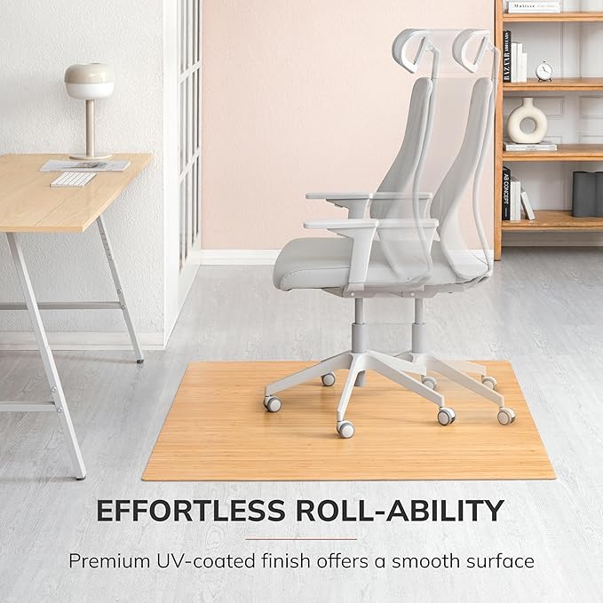 Anji Mountain Office Chairmat Thickest & Sturdy Bamboo Chairmats Highly Premium Quality Anti-Slip Heavy Duty for Multi-Purpose Hardwood Floor Office & Home Floor Protector Office Chair mat-5mm Thick