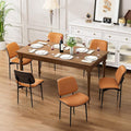 YaFiti Dining Chairs Set of 6, Mid Century Modern Dining Room and Kitchen Chairs, Upholstered PU Leather Chairs with Walnut Bentwood and Metal Legs, Orange