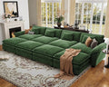 CDCASA 154" Oversized Modular Sectional Sofa Bed, Comfy Cloud Couch w/ 4 Movable Ottoman, 8-Seater Chenille Deep Seat Sofa Bed Modern Sofa Couch for Living Room, DIY Combination, Green