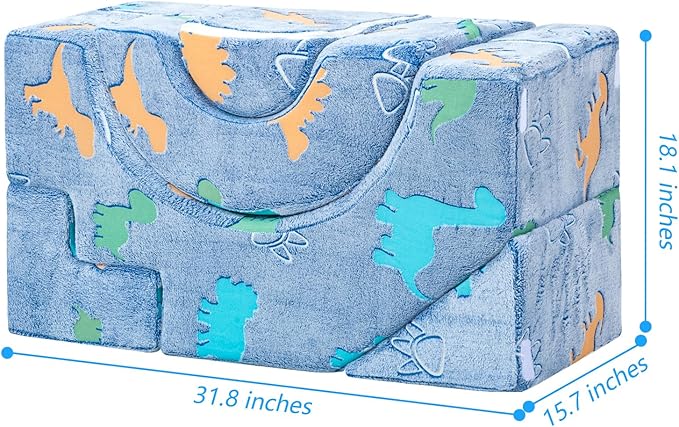 MeMoreCool Foam Climbing Toddler Couch, Modular Kids Sofa with Slide & Stair, Convertible Baby Couch for Playroom, Sectional Furniture for Crawling, Climbing, and Kids’ Play