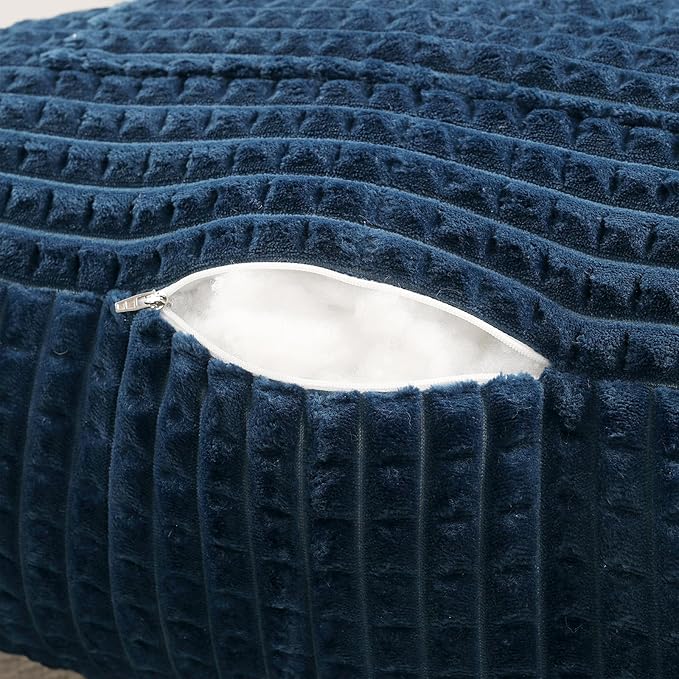PAJEO Reading Pillow for Sitting in Bed, Large Backrest Reading Pillow with Arm Rest,Back-Rest Support Cushion for Sit Up on Couch, Sofa, and Floor (Dark Blue Flannel, Standard(17inch))
