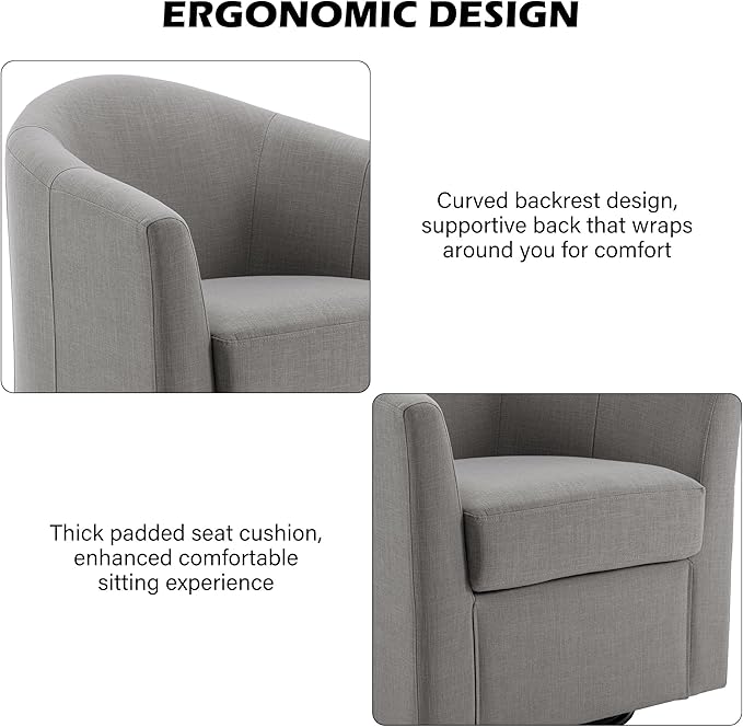 DREAMSIDEA Swivel Accent Chair Armchair, Modern Round Single Sofa Seating Comfy Reading Barrel Chairs for Living Room Bedroom (Coffee, Set of 1)