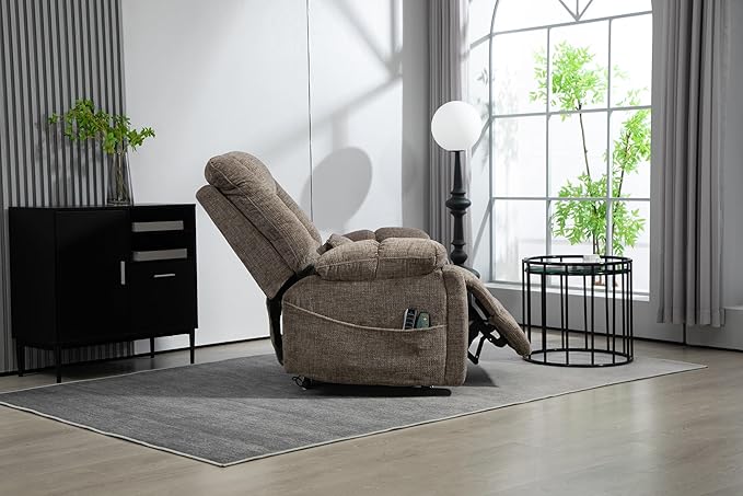 27in Extra Wide Recliner Chair for Big Man 400lbs, 4-Motor Power Lift Recliner Chair with Heat and Vibaration Massage, Overstuffed Lay Flat Recliner with Hidden Cup Holder for Elderly