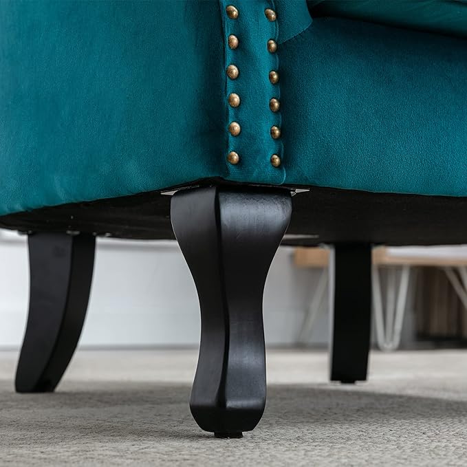 chairus Mid-Century Modern Accent Chairs Set of 2 Comfy Sofa Chairs Channel Back Armchairs with Small Pillow for Living Roon Bedroom Club - Velvet, Teal