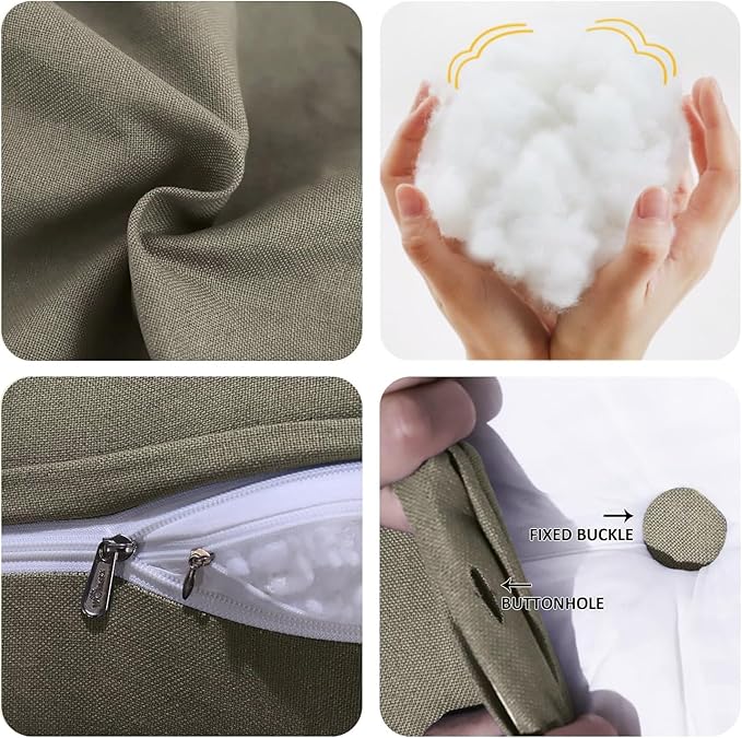 WOWMAX 80% Cotton & 20% Linen Blend Headboard Pillow – Queen Size Reading Wedge Backrest for Bed, Handmade Firm Support Bolster Cushion with Removable Cover, Premium Bed Rest Pillow, Light Gray