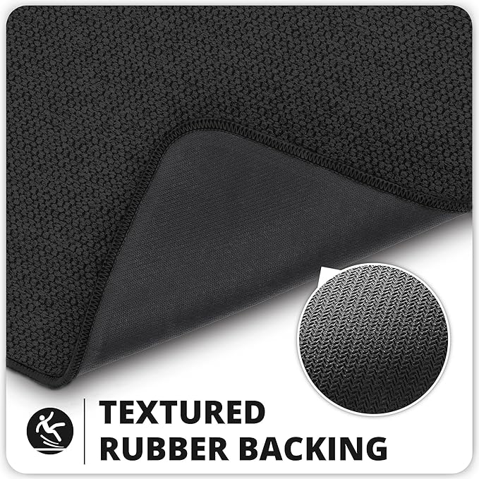 Bosap Bath Mat,Ultra Thin Bathroom Runner Rugs,Large Bath Mats for Bathroom,Quick Dry,Non-Slip,Machine Washable,Low Pile,Bath Rug,Shower Outside,Sink,Home Decor Accessories.Black,2'x5'（24x60inch）