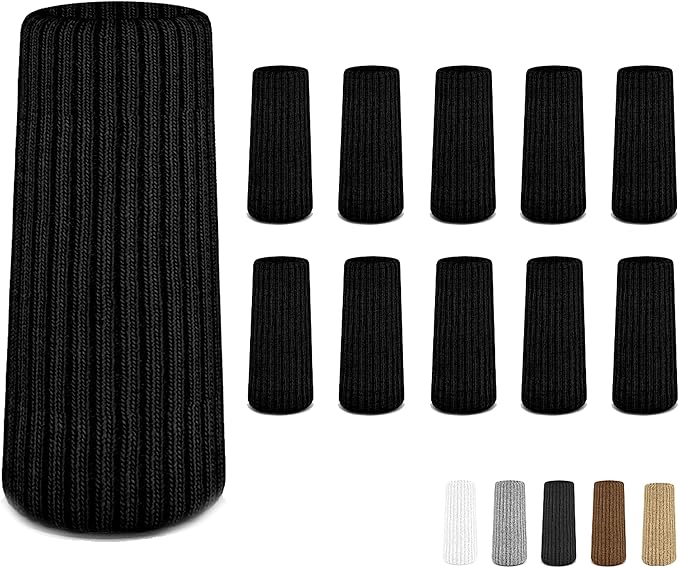 24 Pcs Black Premium Chair Leg Socks Protectors for Hardwood Floors - Do not Easily Fall Off - Very Easy to Put on - Fits All Leg Shapes - High Elastic Bar Stool Leg Covers - Furniture Pads