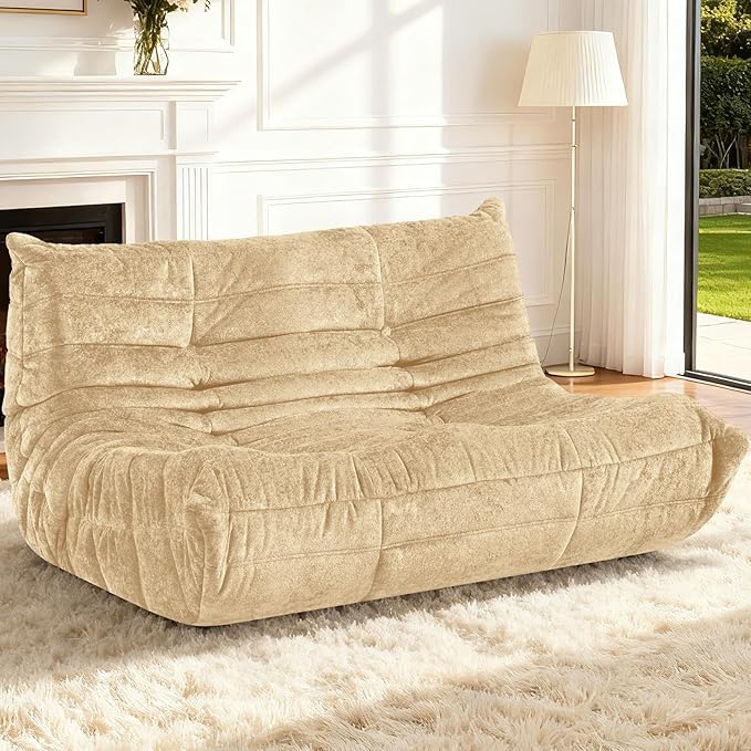 HABUTWAY Bean Bag Chair, Giant Bean Bag Chairs for Adults, 3 Seater Fireside Chair, Lazy Large Floor Bean Bag Sofa for Living Room, Bedroom, Dorm, Office (Khaki)