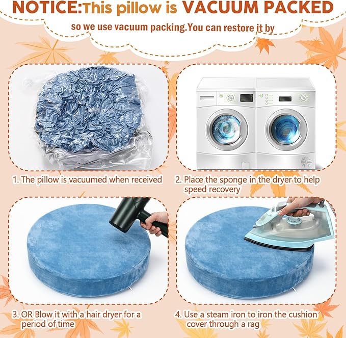 GlikCeil 8 Pcs Round Floor Pillow Cushions for Kids Classroom 15'' Soft Flexible Seating Chair Floor Seats for Reading Corner Playroom - Winter & Spring School Supplies (Autumn and Winter Series)