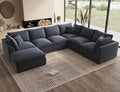 ohllob Oversized Cloud Couches for Living Room, Convertible Sectional Couch with Ottoman, 7 Seater Large Modular Sectional Sofa, Grey