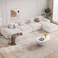 158" Modern U Shaped Modular Sectional Sofa, Boneless Couches for Living Room with Ottoman,6 Seater Convertible Chenille Cloud Couch Sofa Set, No Assembly Required, Beige 1 PCS