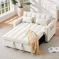3 in 1 Convertible Sleeper Sofa Bed, Futon Couches for Living Room with Side Pocket | Adjustable Backrest| Velvet Fabric | Pull Out Couch | Love seat Sofa|2-seat Sofa Bed (GEIGE)