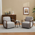 CACFTII 32" Chenille Upholstered Swivel Accent Chairs Set of 2, 360° Rotating Metal Base Modern Lounge Chair with Wooden Armrests for Living Room Bedroom, Brown